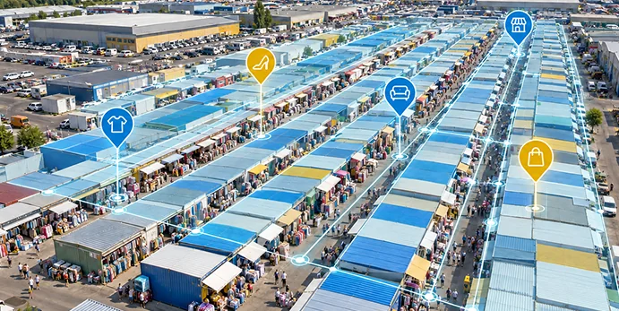 Цифрова карта ринку з позначками категорій товарів